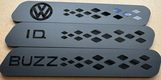 ID Buzz Cargo  D pillar vent badge set Matt Black Frame 6 panel set