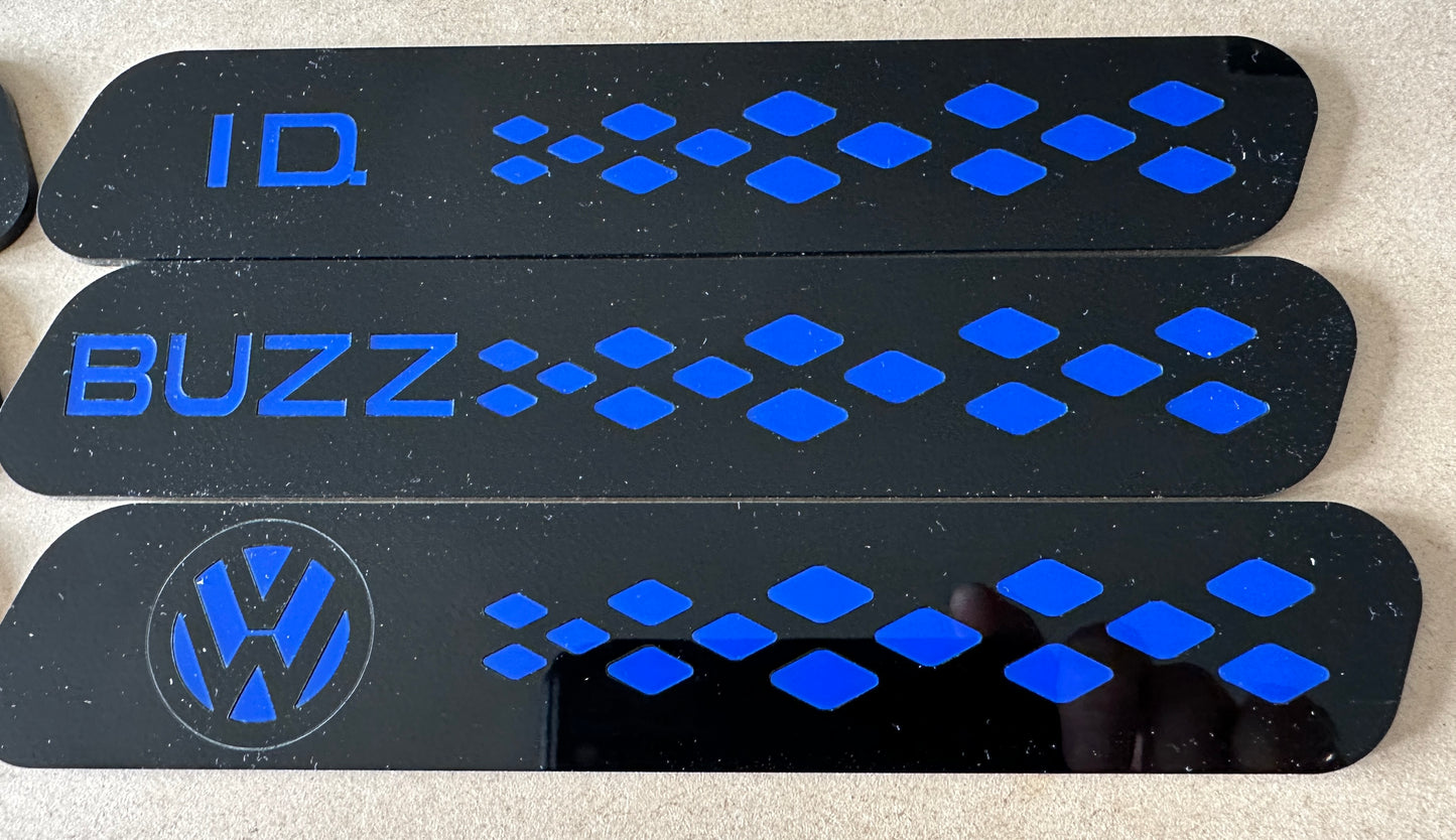 ID Buzz Cargo  D pillar vent badge set Matt Black Frame 6 panel set