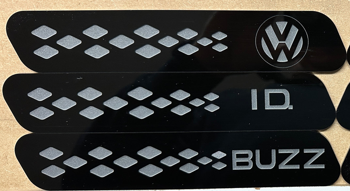 ID Buzz Cargo  D pillar vent badge set of 6 Gloss Black/ Diamond pattern Only