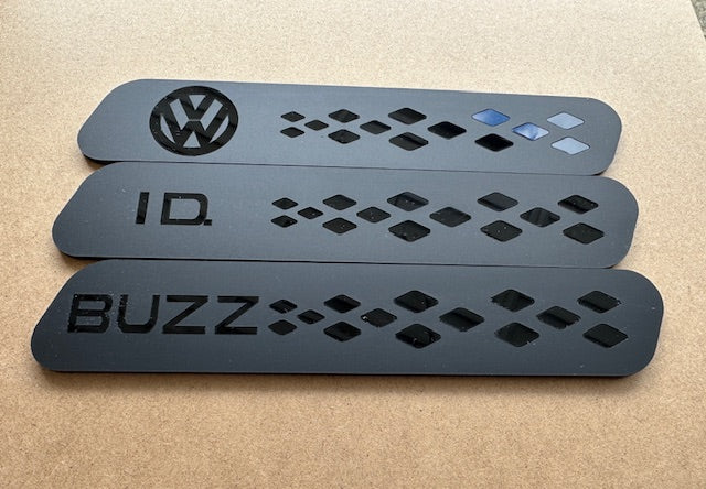 ID Buzz Cargo  D pillar vent badge set Matt Black Frame 6 panel set