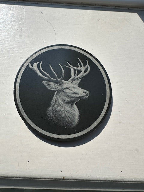 Stag Coaster 10cm Slate