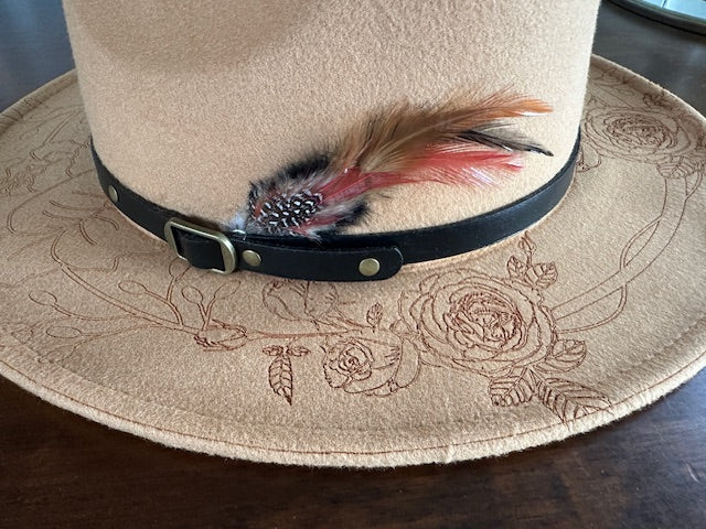 Fedora Hat Engraved with flowers