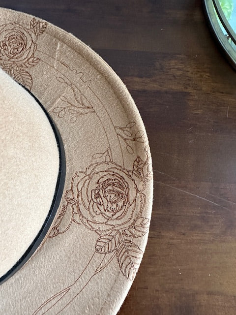 Fedora Hat Engraved with flowers