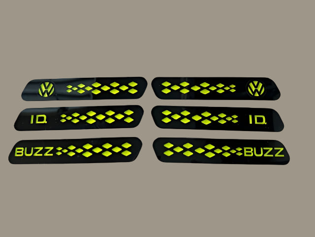 ID Buzz Cargo  D pillar vent badge set Matt Black Frame 6 panel set